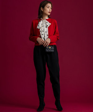  【組曲×setsuko sagittaire】AMOSSAニットタックパンツ