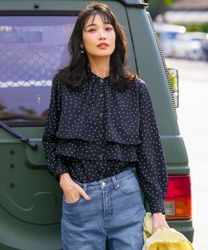  ラッフルレイヤード ブラウス