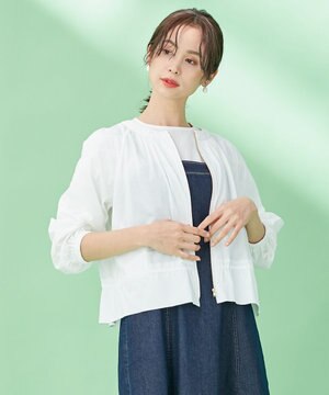 【洗える】ウーブンライクジャージー ライト ブルゾン