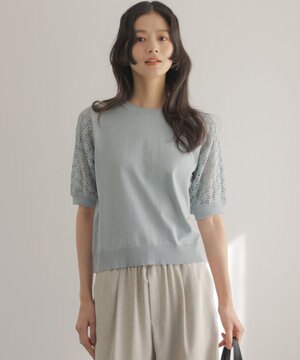  コットンフラワーレーシープルオーバー ニット