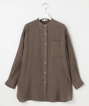 【WEB限定カラーあり/洗える】LIBECO バンドカラー ビッグシルエット シャツ