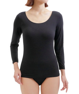 【WOMEN】TTON なめらかレーヨン8分袖Tシャツ