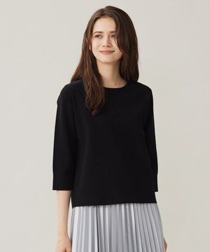  【アンサンブル対応・洗える】レーヨンストレッチ7分袖 ニット