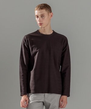  ブラッシュジャガード　クルーネック長袖Tシャツ