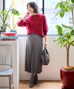  【ウエストゴム】プリーツスカート