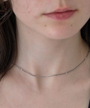  〈金属アレルギー対応〉ポイントチェーンステーションネックレス/シルバー