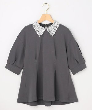  【先行予約・2WAY】レース襟フレンチテリーフレア カットソー