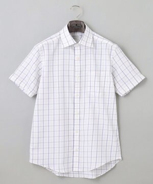  春夏向け【形態安定】SUMMERPREMIUMPLEATS_スモールワイドカラー 半袖ドレスシャツ（ストライプ/チェック）
