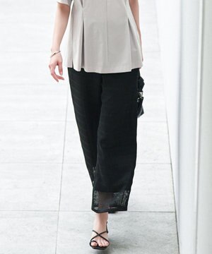  スクエアチェックレノクロス ワイドストレートパンツ