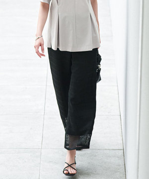 スクエアチェックレノクロス ワイドストレートパンツ