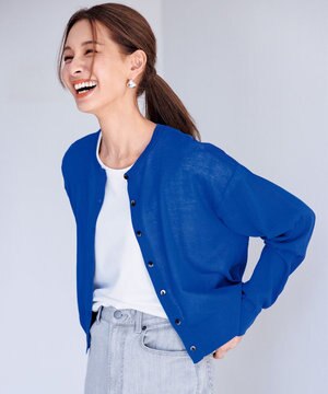  【洗える/接触冷感】 フロスティコットン クロップドカーディガン