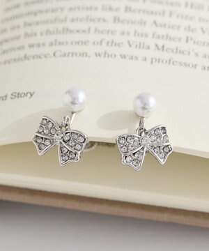 リボンビジューイヤリング