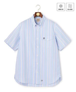  【KING SIZE 】【吸水速乾 / 接触冷感 / 高通気性】Aero Weave クールマックスサッカー ストライプ シャツ / B.D.