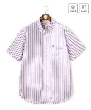  【KING SIZE 】【吸水速乾 / 接触冷感 / 高通気性】Aero Weave クールマックスサッカー ストライプ シャツ / B.D.