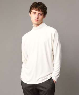 【洗える/ソフトな肌触り】ミニパイルモック ネック Tシャツ