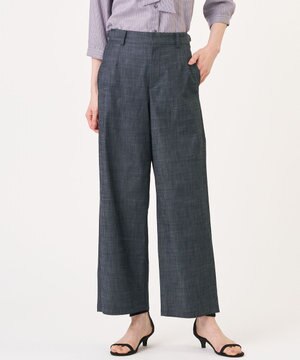  ソフトシャンブレー ストレートパンツ