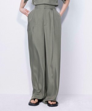 【ReNAVE・セットアップ可/洗える/UVケア/接触冷感】フィブリルシャンブレー ワイドパンツ