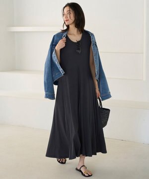  ドライタッチフライス フレアワンピース