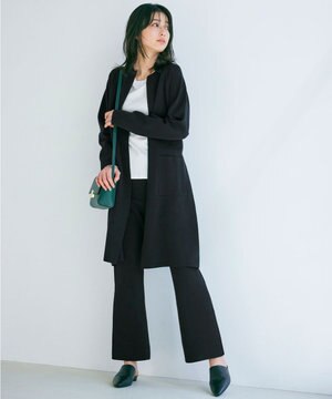  【XSサイズ～/洗える/セット着用可】ドライコットンハイゲージ フレアシルエット ニットパンツ