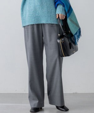 【洗える】ナチュラルストレッチサキソニー ベイカー ドロスト パンツ