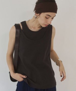  【ANGIE VINTAGE】ワッフルフェイクレーヤードタンクトップ