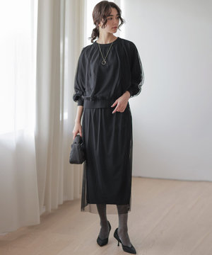【WEB限定】チュールニット×リバーシブルスカート セット