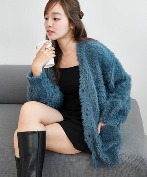  【2025秋冬新作/ユニセックス着用ITEM/SMLサイズ展開】フェザーニットカーディガン