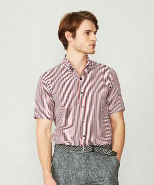  【イージーケア】ストライプ 半袖シャツ