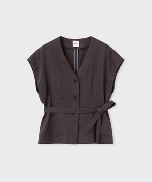  レーヨンリネン Vネックジレ