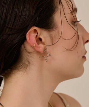  〈金属アレルギー対応〉スターフープピアス　シルバー/ニッケルフリー