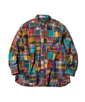  【J.PRESS ORIGINALS】PACHWORK NEL B.D. SHIRT / BAGGY FIT
