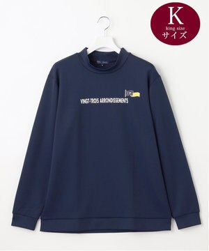  【MEN/キングサイズ】フロントロゴ モックネックシャツ