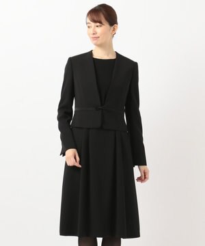  【洗える】ウォッシャブルストレッチバックサテン ジャケット＋ワンピース