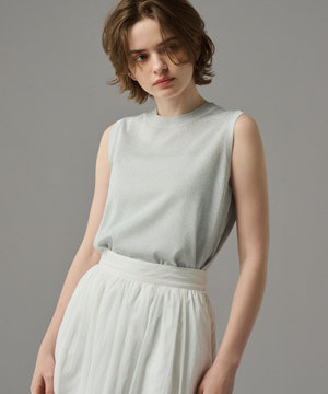 【手洗い可】シアー ラメ ノースリーブニット(uncrave STANDARD)