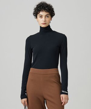  【洗える】 パウダリーチュール ハイネックトップス