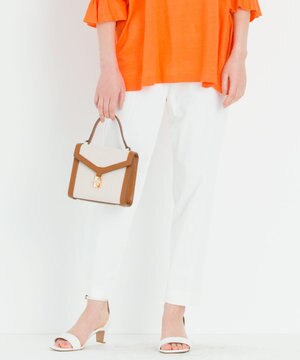 【洗える】60サテンストレッチ テーパードパンツ