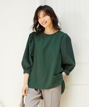 【洗濯機可】袖ボリュームコンビカットソー