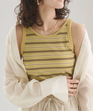  【ANGIE VINTAGE】カップ付きマルチボーダータンク