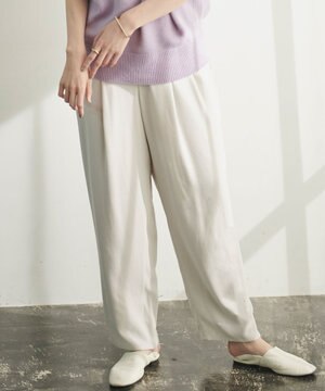 【洗える】ジョーゼット2タックパンツ