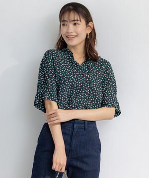  【洗える】プティフラワージョーゼットシフォン ブラウス