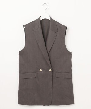  【セットアップ対応・洗える】リネンビスコースストレッチ ジレ
