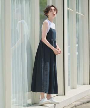  【洗える】ボリュームキャミソールドレス