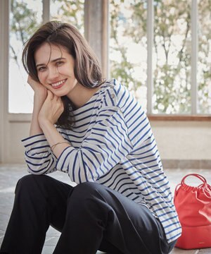  【SLOW/一部店舗限定】ギザコットンボーダー ラウンドネックカットソー