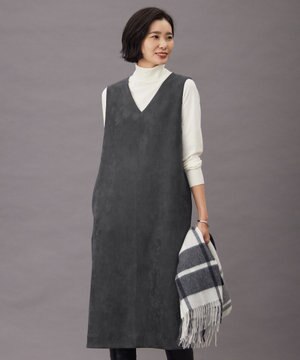  【洗える】スエードダンボール ジャンパースカート