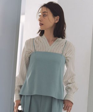  【洗える】SOMELOSクロップド丈 ブラウス