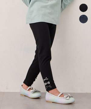  裾リボン 無地レギンス