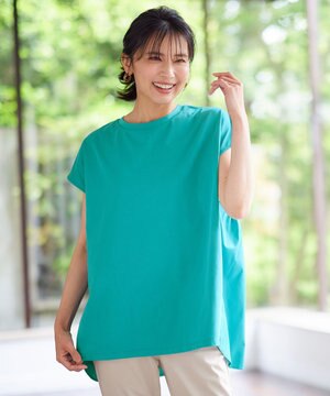  【吸水速乾/シワになりにくい/アンチピリング】バックフレアフレンチスリーブカットソー