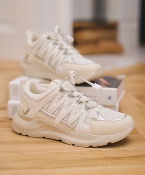  【PARADIS COULEUR】異素材コンビワントーンスニーカー