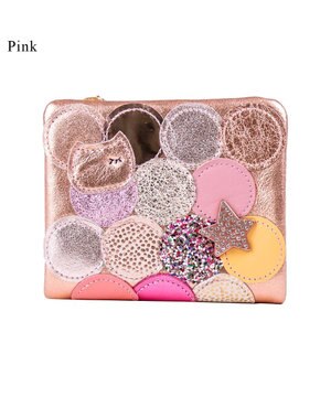  新マルチドット 折り財布 2つ折り ミニ財布【キラキラでかわいい！本革のやわらかな風合い】