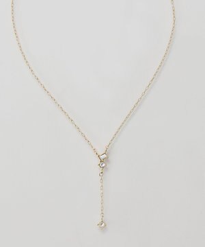  【金属アレルギー対応】ラディアンスビジューYラインネックレス　ゴールド